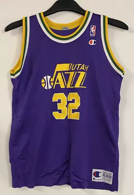 Vintage Karl Malone Utah Jazz 1992-93 Jersey XL 18-20 Purple Champion Jersey • $62.96