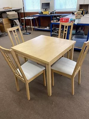 Wooden Kitchen Table And 4 Chairs Used - 90cm X 90cm - Can Be Extended • £41.95