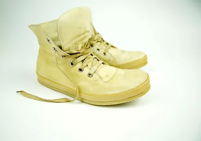 A1923 A DICIANNOVEVENTITRE Leather Sneakers Shoe Beige Distress High Top 45 44 • $1500