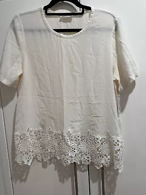 Equipment Cream And Lace Silk Top • $50