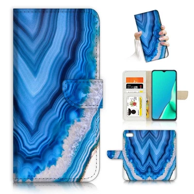 ( For IPhone 8 Plus ) Wallet Flip Case Cover PB24075 Blue Crystal Marble • $12.99