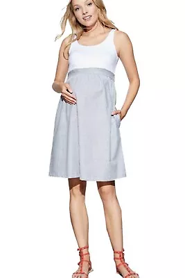Maternal America Maternity Dress Medium Empire Sleeveless Striped Skirt Knit Top • $24.99