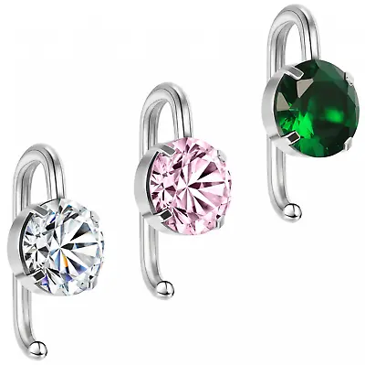 1/3Pcs Surgical Steel Belly Button Ring Cubic Zircon Reverse Navel Ring Piercing • $8.19