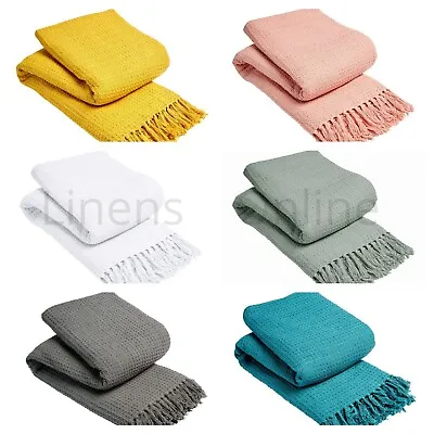 £19.95 • Buy Honeycomb 100% Cotton Woven Sofa Bed Settee Throw Cover Chair Bedspread Blanket