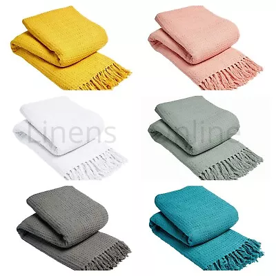 £19.95 • Buy Honeycomb 100% Cotton Woven Sofa Bed Settee Throw Cover Chair Bedspread Blanket