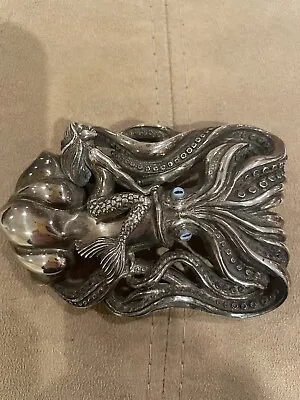 RARE!!! Kieselstein-Cord Sterling Octopus With Sitting Mermaid Buckle  • $6499