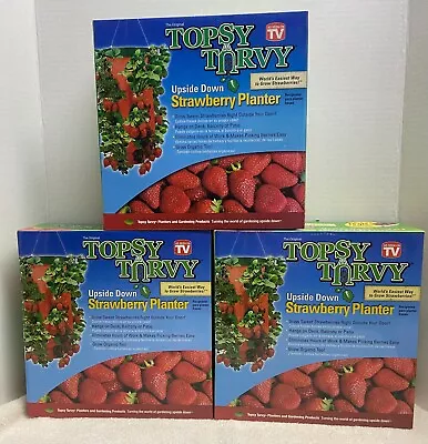 Topsy Turvy STRAWBERRY HANGING PLANTER Upside Down Swivel Top - Pack Of 3 • $35