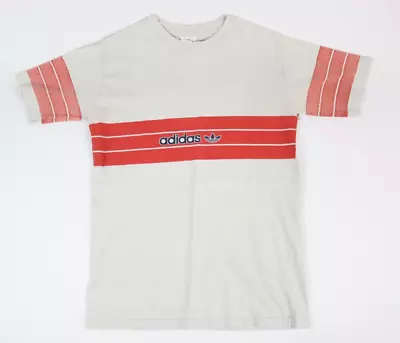 Vintage Adidas 3 Stripe Trefoil Made In USA Distressed Single Stitch T-shirt S • $9.99