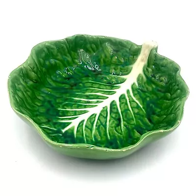 VTG Majolica Green Cabbage Leaf Bowl Made In Portugal Ceramic 10 X10 X3  *READ • $24.99