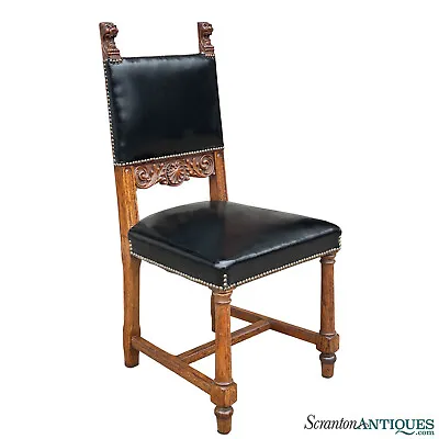 Antique Victorian Quartersawn Oak Carved Lion Head Parlor Chair • $525
