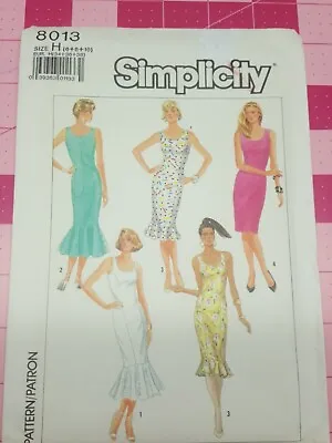 Vintage Simplicity Pattern 8013 Wiggle Mermaid Fishtail Dress Size 6 8 10 UNCUT  • $11