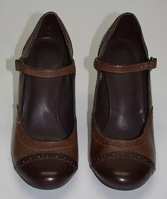 Merona 3.5  Buckle Heels Man-Made Uppers And Soles ~ Brown ~ 7.5 M  • $19.99