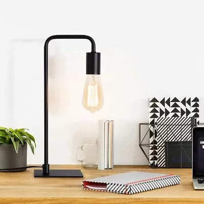 Industrial Table Lamp W/ Square Metal Base Bedside Lamp For Living Room Dorm Den • $25.35