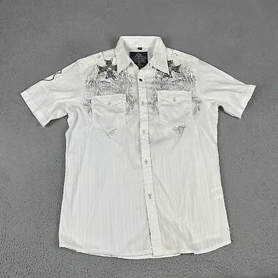 Roar Shirt Mens Extra Large White Graphic Cotton Stretch Short Sleeve Embroidery • $19.99