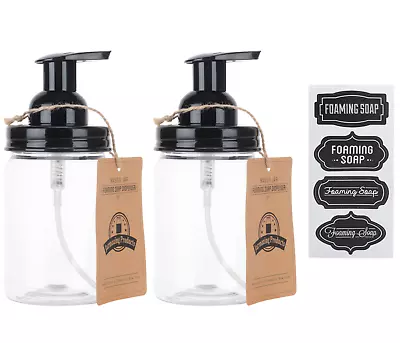 Mason Jar Foaming Soap Dispenser - With Plastic Pint Jar - Two Pack • $11.99