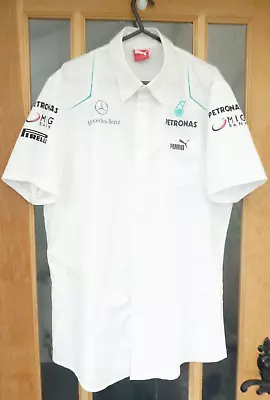 Large Mercedes-Benz Petronas F1  Button Up White Team Shirt Puma • £15.99