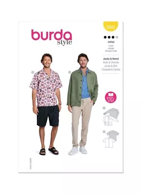 Burda Style Pattern 5842 Men’s Casual Buttoned Shirt Or Jacket With Collar • £14.50