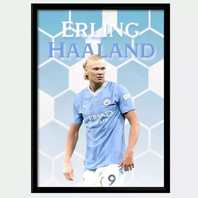 Erling Haaland Manchester City Football Poster High Quality Wall Art • £9.99