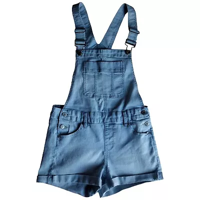 Shorts Denim Womens Jean Overalls Size 9 Blue Cuff Juniors Women's Pinstripe • $17.49