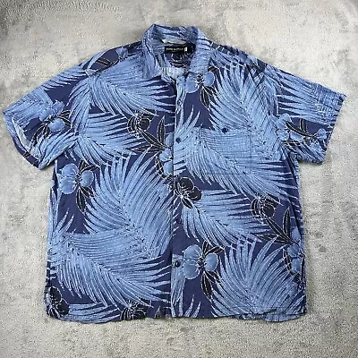 RARE Jams World Hawaiian Aloha Button Up Vintage Floral Blue Shirt Men Size 2XL • $49.99