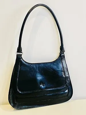 Monsac Leather Shoulder Bag Purse Black Snap Closure Zip Pocket Day Evening NWOT • $26.25