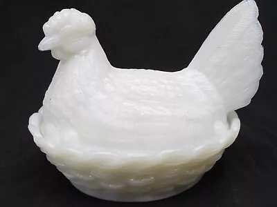 Portieux Vallerysthal France Milk Glass 5  Hen On Nest Covered Animal Dish PV • $34.99