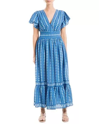 Max Studio Flutter Sleeve V-Neck Tiered Maxi Dress Women's • $49.99