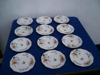 A. Lanternier Limoges ( Lot Of 12 ) Salad Plates Octagonal Asian Floral Pattern • $89.99