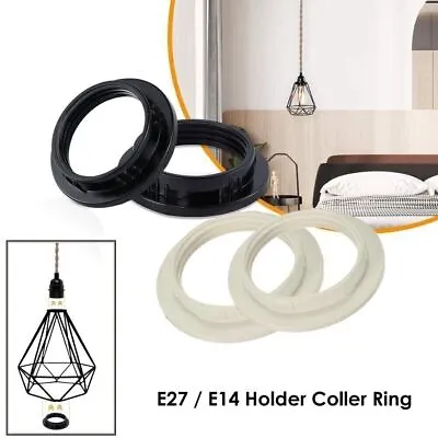 2 X Black/White Light Shade Collar Ring Adaptor E27 Or E14 Lamp Bulb Holder UK • £4.89