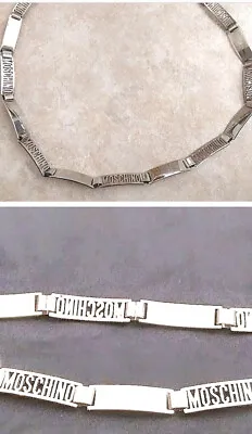 Vintage Moschino Designer Silver Tone Metal Chain Logo Links Belt • $250