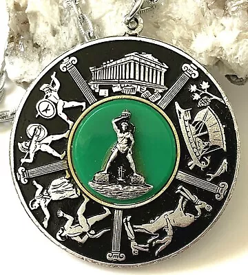 £25.80 • Buy Greek Key Medallion Necklace Roman Zeus Parthenon Acropolis Soldiers 36 