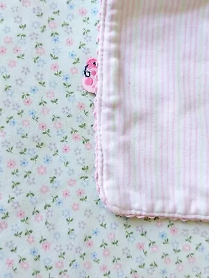 Vintage 2001 Gymboree SPRING FLORALS Baby Blanket Girls Pink Green Flower Stripe • $99.99