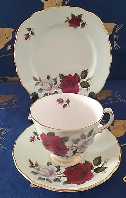 Vintage Colclough A9 Red Rose Trio Teacup  Saucer & Plate Ridgway Potteries Ltd • $39.95