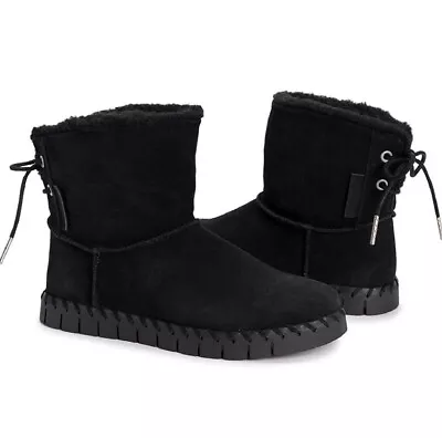 MUK LUKS Women's Flexi Albany Boots Black Size 6 Ankle Suede NEW WITH TAGS  • $22