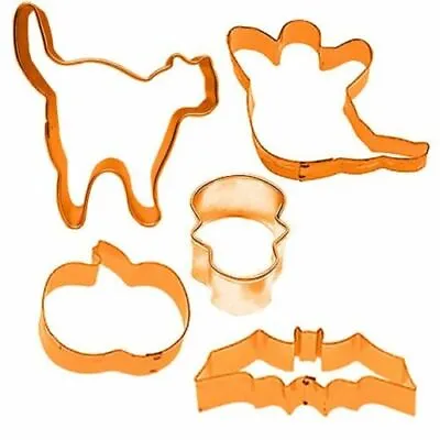 Halloween Reusable Cookie Cutters Pack Of 5 Pumpkin Bat Cat Skull And Ghost • £3.95