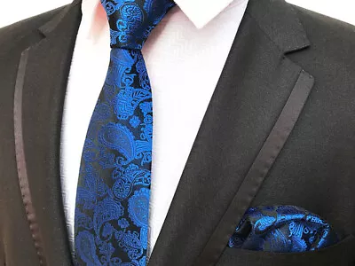 Tie Silk Necktie Wedding Floral Paisley Men + Pocket Square Hanky Matching UK • £8.99