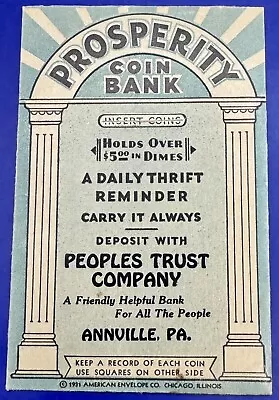 1921 Prosperity Coin Bank Promotional Peoples Trust Company Annville PA • $32.99