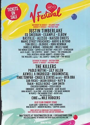 £6.99 • Buy V Festival 2014 (The Killers, Ed Sheeran, Elbow) - Mini Poster/Magazine Clipping