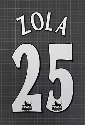 ZOLA #25 1997-2007 Player Size Premier League White Nameset Lextra • £12.20