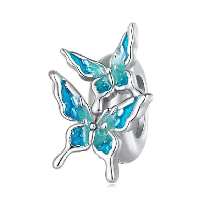 💖 Butterfly Stopper Charm Bead Turquoise Spacer Genuine 925 Sterling Silver 💖 • £16.95