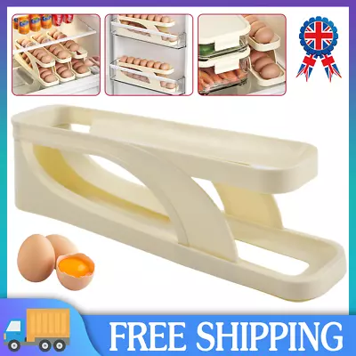 Refrigerator Egg Dispenser Rack Automatic Rolling Holder 2 Tier Kitchen Storage • £6.49