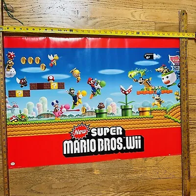 NINTENDO Wii SUPER MARIO BROS VIDEO GAME POSTER NEW 34x22 Out Of Print RP6302 • $19.95