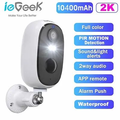 IeGeek Outdoor Wireless Security Camera 2K Home WiFi Battery CCTV SystemAlexa • £39.99