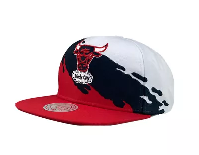 Chicago Bulls Mitchell & Ness Paintbrush Snapback HWC White Red • $45