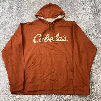 Cabela's Drawstring Hoodie Sweat Men's 2XL XXL Long Sleeve Orange Cotton Blend • $18.95