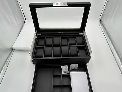 Glenor Co Watch Box With 12 Slot & Luxury Valet Drawer For Men - Black • $54.99