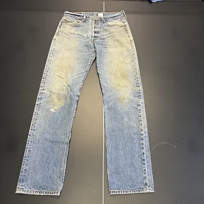 Vintage Levi’s 501 Jeans 31x34 Button Fly Distressed Paint Faded Broken In Denim • $46