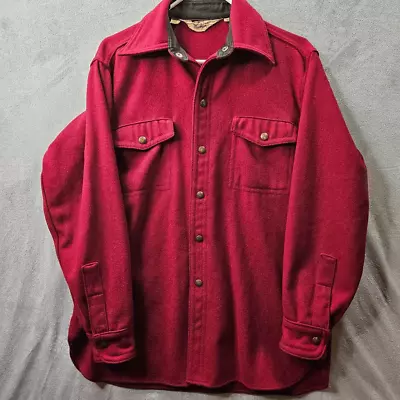 Vintage Woolrich Jacket Mens Medium Red Cruiser Wool Heavyweight Button Up Shirt • $42.50