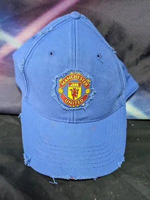 Manchester United Football Soccer Club Destressed Cap Hat Fitted Blue  • $14.94