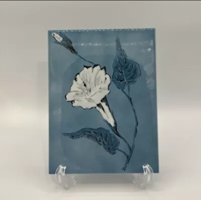 Ceramic Blue Flower Tile Trivet - Floral Design - 6x8 • $8